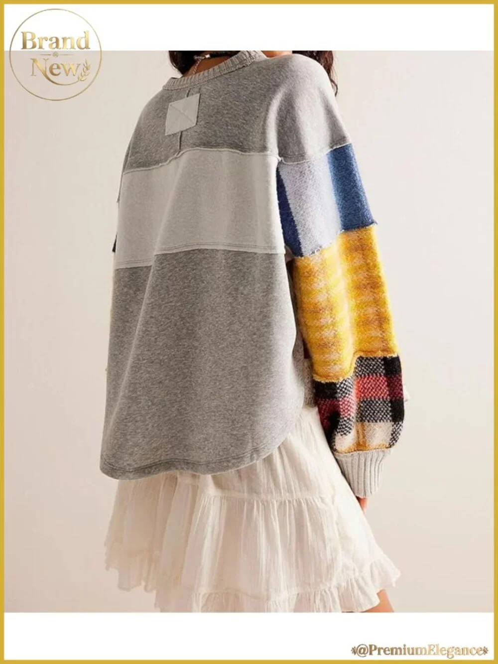 Striped Oversized Crewneck Sweatshirt Women Y2K Long Sleeve Pullover